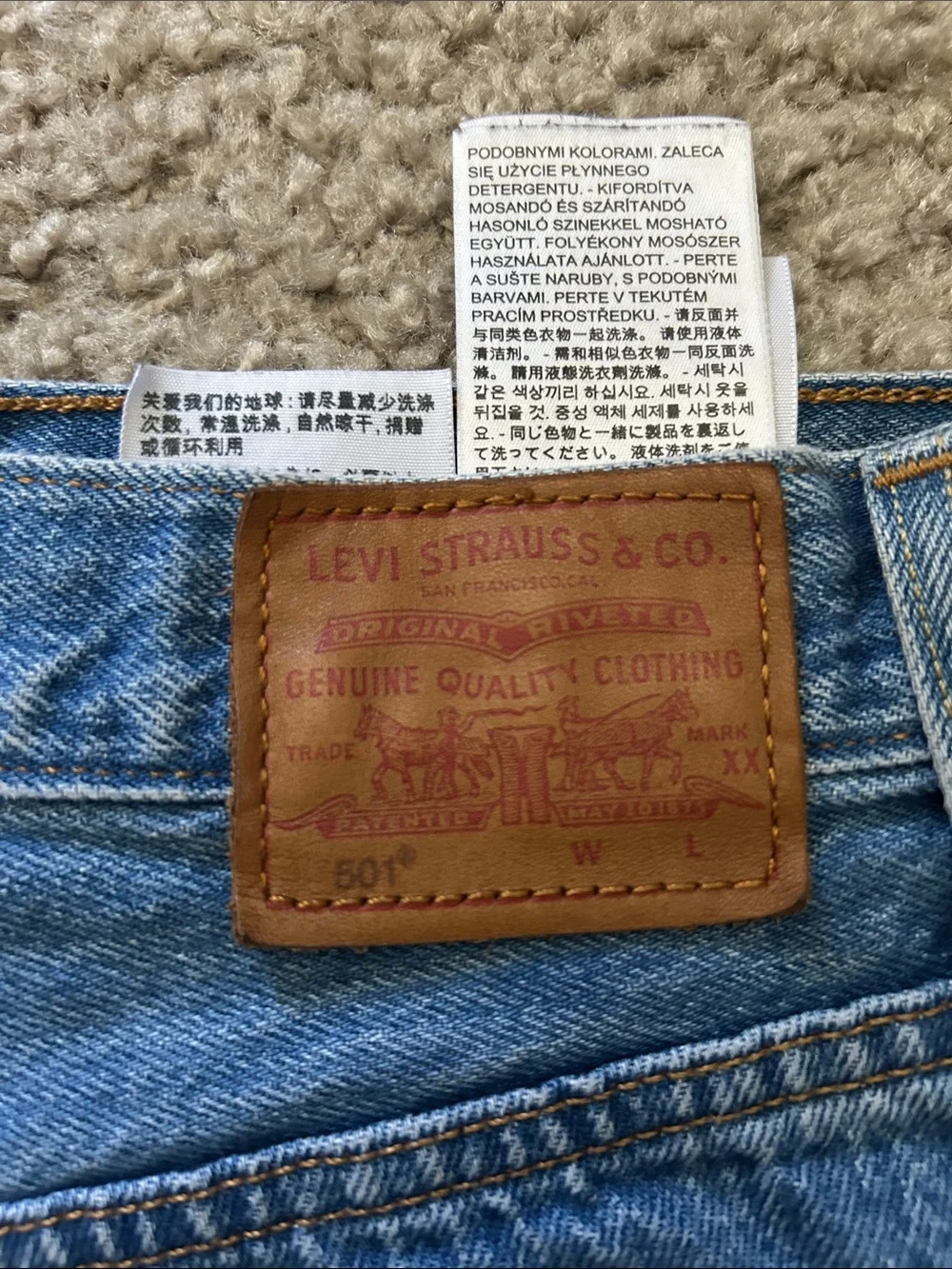 Levi's 501 Blue Distressed Frayed Denim Shorts